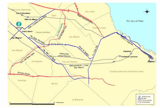 How to get to Club Atlético San Miguel (CASM) in General Sarmiento by  Colectivo or Train?